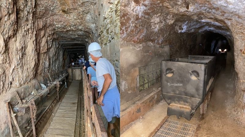 サルデーニャ島 ポルトフラビア鉱山トンネル見学ツアーの様子